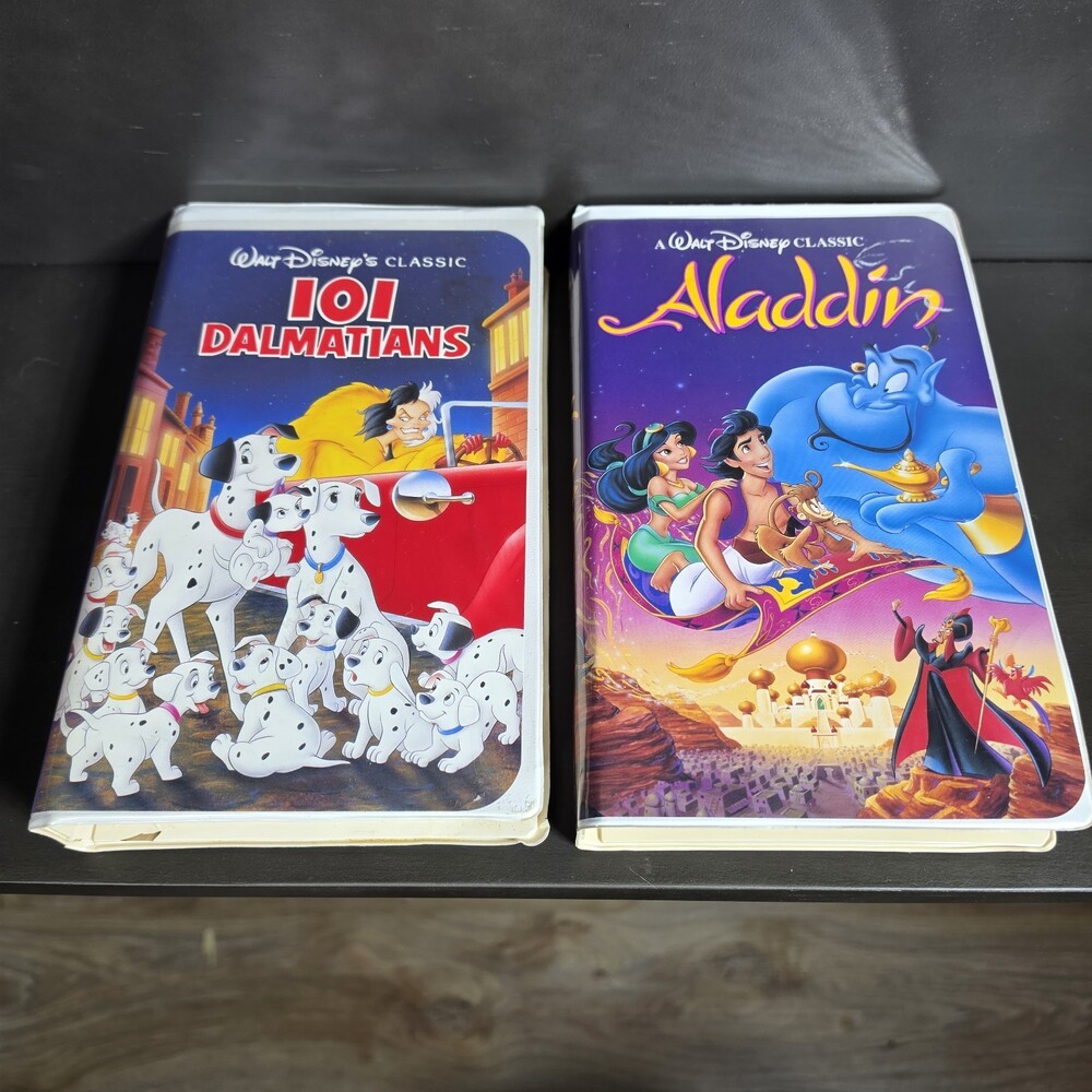 Aladdin And 101 Dalmatians VHS Classic Disney Lot Of 2 Black Diamond